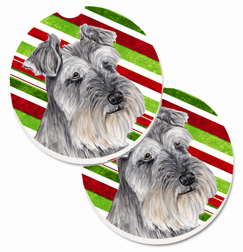 Dog Themed Holiday Christmas Cup Holder Car Coasters (Set of 2) - SC9353CARC