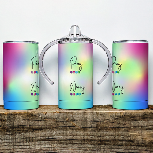 Pray More Worry Less Tie Dye Insulated Kids Dual Lid Sippy Cup Tumbler Pray More Worry Less Tie Dye Insulated Kids Dual Lid Sippy Cup Tumbler