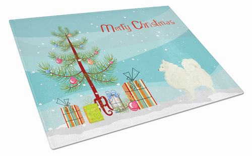 Christmas Tree Dog Print Glass Cutting Board Large - S000213B001695P000889V013