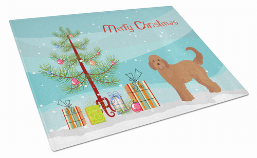 Christmas Tree Dog Print Glass Cutting Board Large - S000213B001695P000889V024