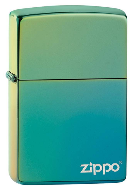 Zippo Classic High Polish Teal Zippo Logo Base Model Lighter