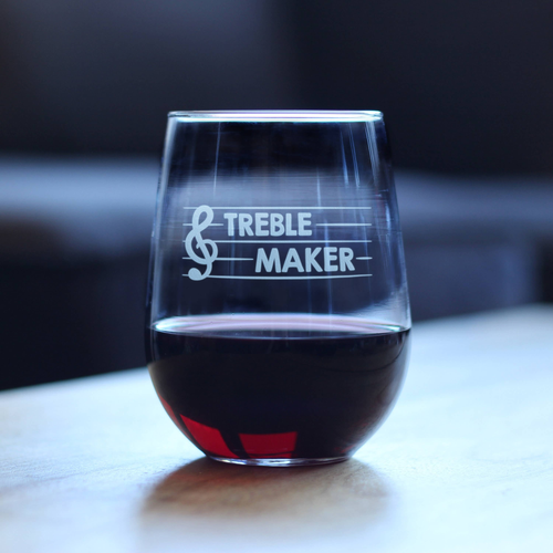 Treble Maker Stemless Wine Glass - Funny Musician Gifts