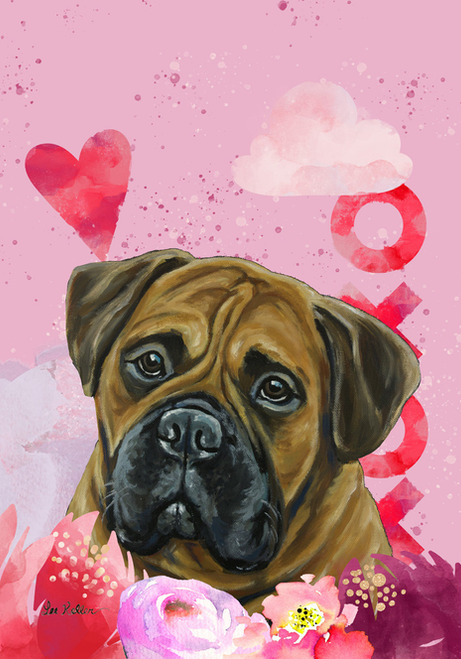 Bull Mastiff - Hippie Hound Studios Valentines  House and Garden Flags