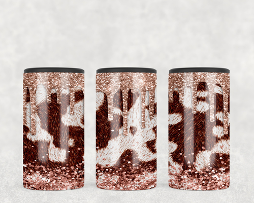 faux cowhide faux glitter Drip  Steel can hugger - optional speaker