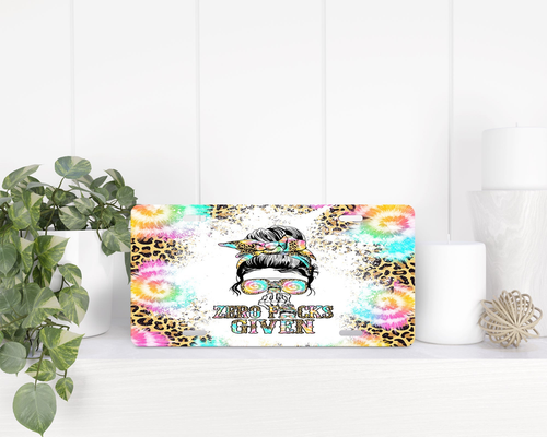 Zero F*cks Given Tie Dye |License Plate