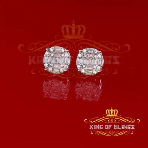Men's Hip Hop Iced baguette Cluster white Sterling Silver Screw Back heart Stud Earrings