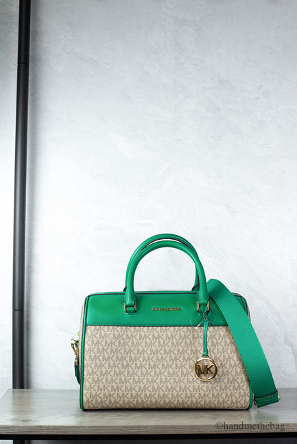 Michael Kors Travel Medium Palmetto Green Signature Duffle Bag