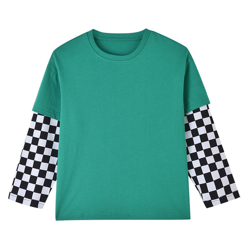 Baby Boy And Girl Plaid Pattern Fake 1 Pieces Sleeve Design Shirt - JM2207271632-2719