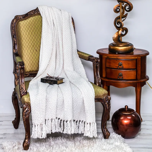 Parkland Collection Shimmer Transitional White 52" x 67" Woven Handloom Throw