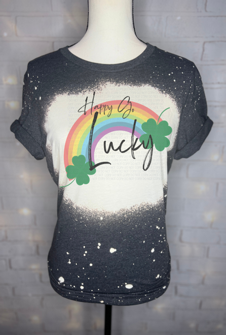 Happy Go Lucky Bleached Graphic Tee