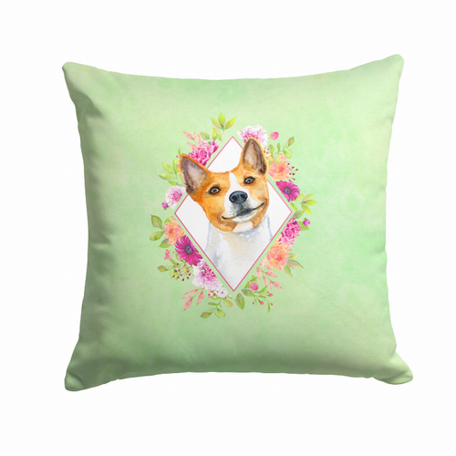 Floral Design with Dog Picture Fabric Decorative Pillow - CK4275PW1414