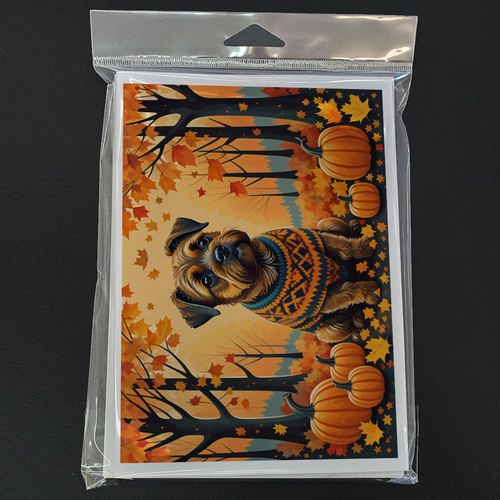 Border Terrier Fall Greeting Cards Pack of 8
