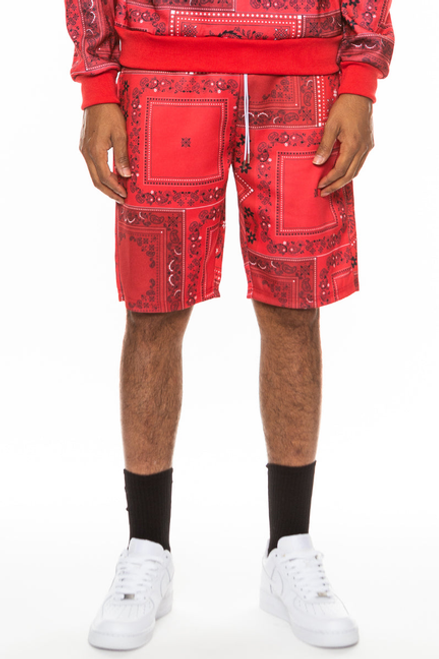 Paisley All Over Print Shorts - SP114-RED-M Paisley All Over Print Shorts - SP114-RED-M