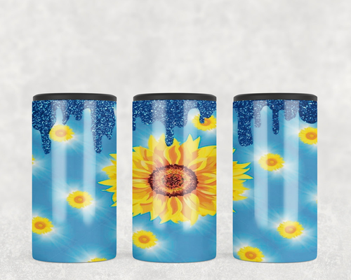 Sunflower faux glitter Drip  Steel can hugger - optional speaker