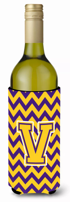 Monogram Letter Chevron Wine Bottle Hugger - CJ1041-VLITERK
