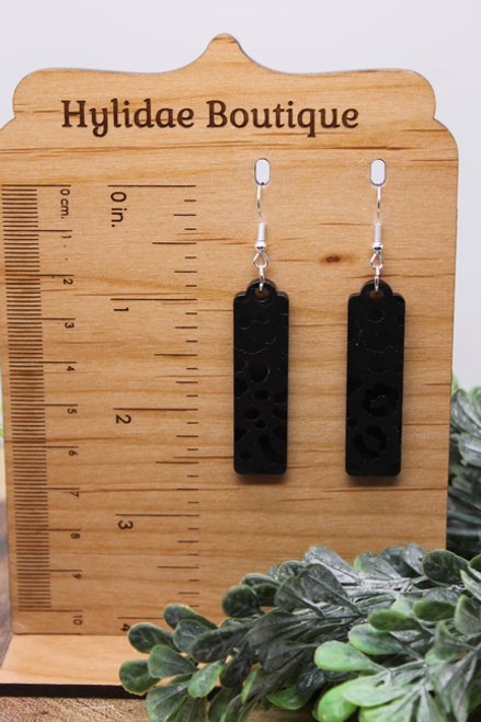 Black Leopard Bar || Acrylic Dangle Earrings