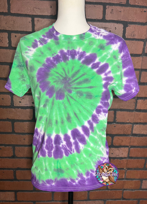 Green, Purple & Black Swirl Tie Dye Blank Tee - TheBlendedOwl000623