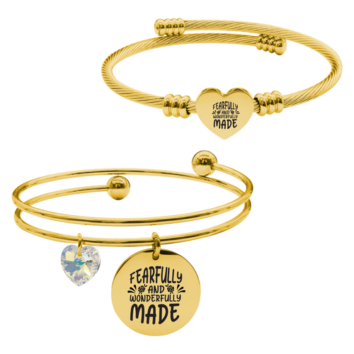 14k Gold Plated Inspirational Double Layer And Heart Cable Set By Pink Box Part 2