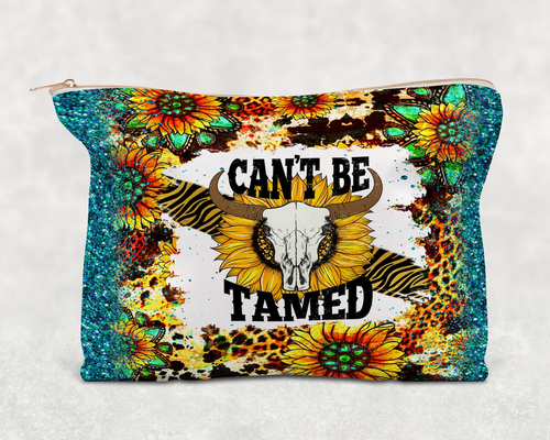 Can't Be Tamed Bull Skull  Printed Canvas Zipper Bag