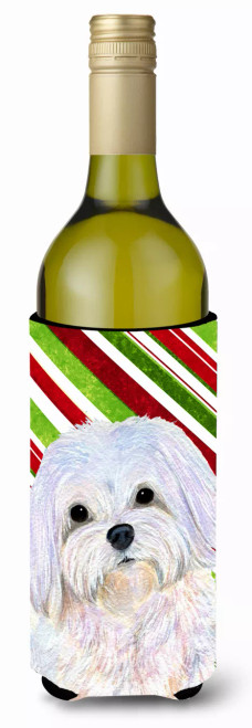 Candy Cane Christmas Design with Dog Wine Bottle Hugger - S000213B001695P033472V000