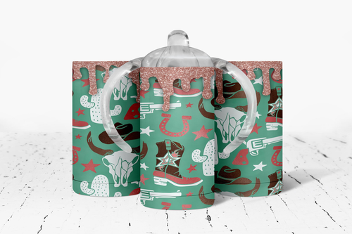 Cactus faux glitter Drip Insulated Kids Dual Lid Sippy Cup Tumbler