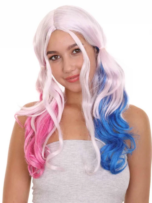 Harlequin Villain Wig with double pig tails.