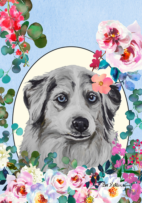 Australian Shepherd - Hippie Hound Studios Spring  House and Garden Flags