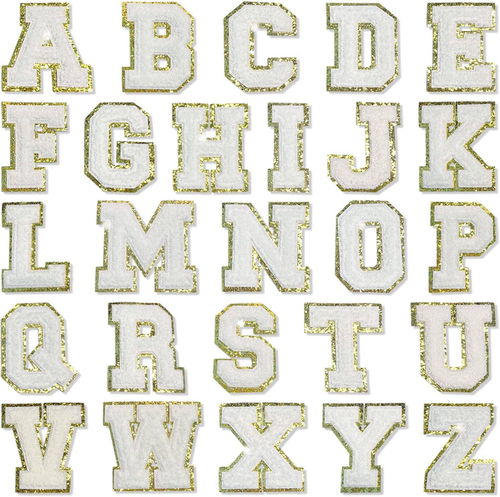White Self Adhesive Chenille Letters Patches - Letter-White-N