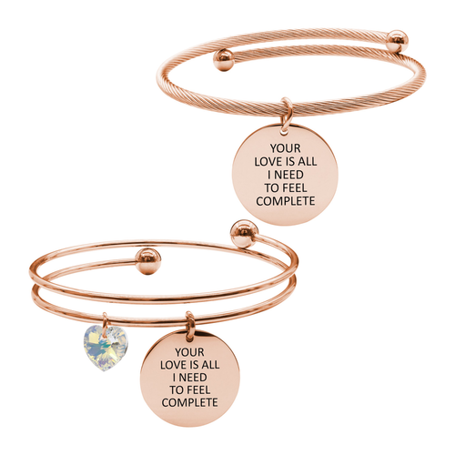 Rose Gold Plated Inspirational Bracelet Set With Austrian Crystals By Pink Box Part 2 - 23.S.SWA-DBL.OPN-YOURLOVE-RGD