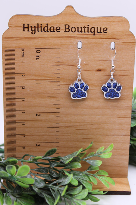 Blue Glitter Paw Prints || Dangle Earrings Blue Glitter Paw Prints || Dangle Earrings