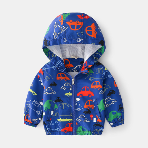 Baby Boy Cartoon Pattern Zipper Front Design Mesh Cloth Jacket Coat - JM2206022340-2511
