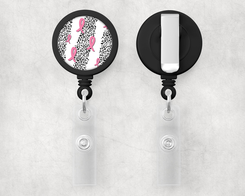 Pink Ribbons 1" Retractable Badge Reel