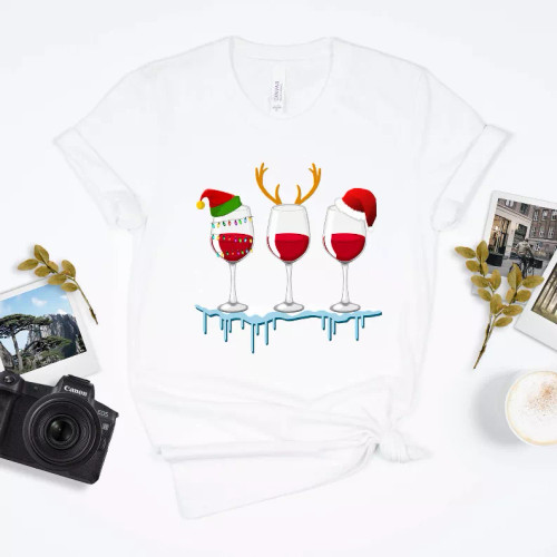 Wine Lover Tee, Merry Christmas Shirt, Unisex Graphic Tee