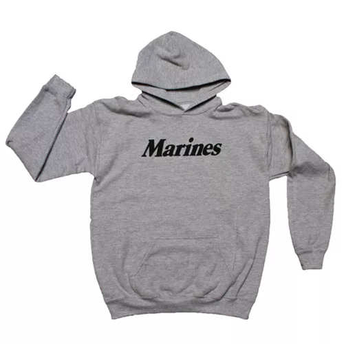Pullover/Hooded Grey Sweatshirt- Marines