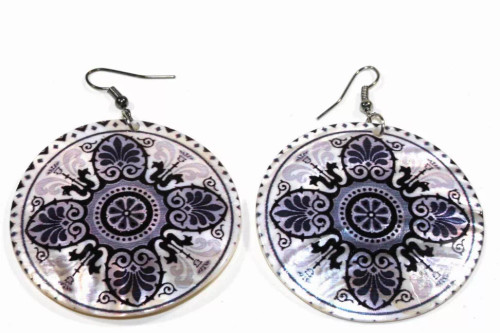 Mandala Chakra Art Mother Of Pearl Earrings