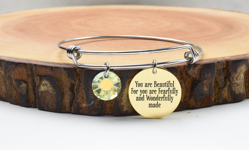 Two-Tone Inspo Bangles Made With Austrian Crystals By Pink Box - Sun - Gold and Silver - PinkBox-25-3612