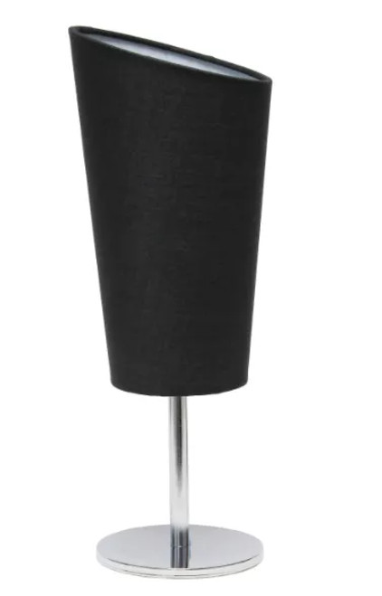 Simple Designs Mini Chrome Table Lamp with Angled Fabric Shade - LT2061-BLK