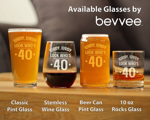 Lordy 40 Whiskey Rocks Glass - 40th Birthday Gifts and Decor