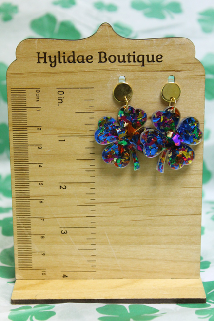 Confetti 4 Leaf Clovers Drop Earrings
