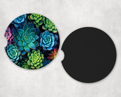 Succulents Neoprene Car Coaster Set