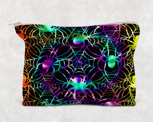 Neon Spider Webs  Printed Canvas Zipper Bag