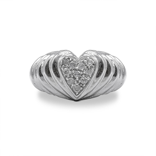 .925 Sterling Silver 1/6 Cttw Round Diamond "Heartbeat" Heart Band Ring (I-J Color, I3 Clarity)