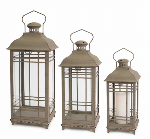 Lantern (Set of 3) 14"H, 17"H, 20"H Metal/Glass