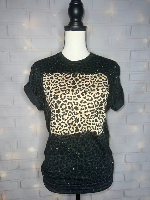 Black Leopard Bleached Blank Tee - TheBlendedOwl000203