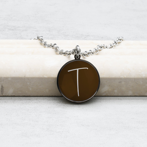 Pink Box Colorful Cabochon Initial Link Chain Necklaces - 23.CABO-THKLINK-PPAS-S