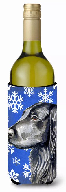 Winter Snowflakes Holiday Design with Dog Wine Bottle Hugger - S000213B001695P032016V000