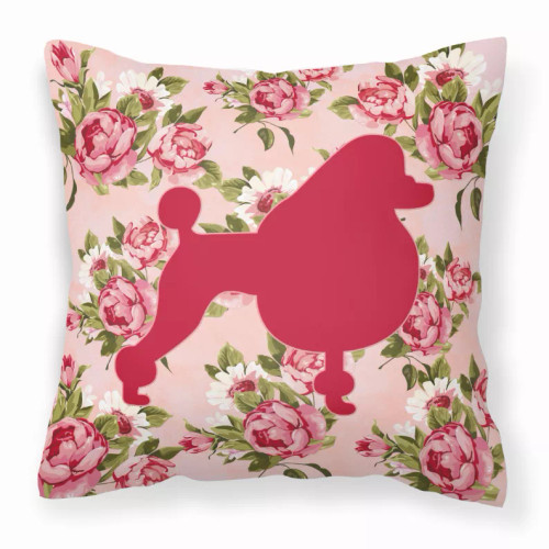 Dog Silhouette Shabby Chic Roses Fabric Decorative Pillow - S000213B001695P068307V000
