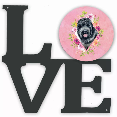 Dog Breed Flowers Design Metal Wall Artwork LOVE - S000213B001695P011036V000
