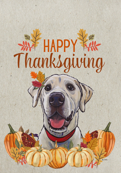 Labrador Yellow/White - Hippie Hound Studio Best of Breed Thanksgiving House and Garden Flag - HH27029