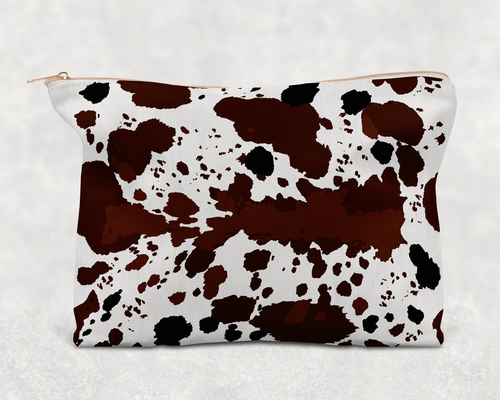 Faux Cowhide  Printed Canvas Zipper Bag